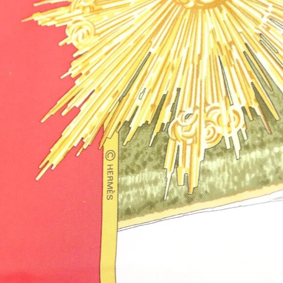 HERMES Carre 90 Scarf ""SANSSOUCY"" Silk Red Auth hk2695 - Picture 14 of 14